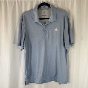 ADIDAS Golf Polo Men's Medium Blue Polka Dot Short Sleeve Soft Collared